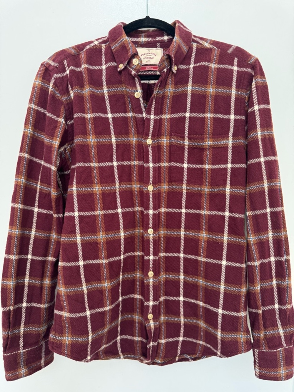 Men's Burgundy Portuguese Flannel Button-Down Shirt